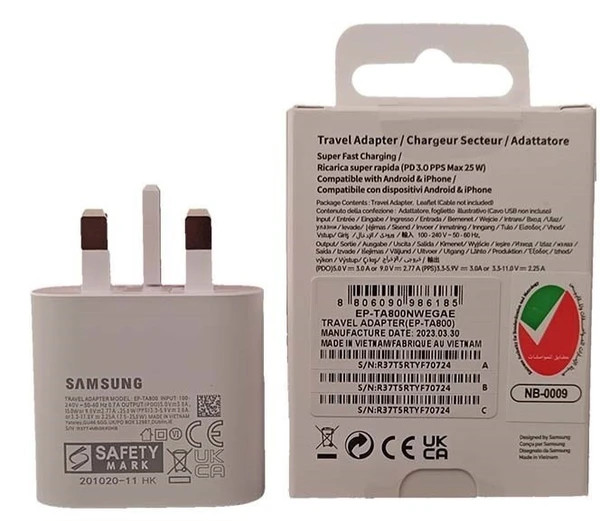 شارژر 25 وات سامسونگ اورجینال مناسب گوشی M53 + کابل تایپسی هدیه + 6 ماه گارانتی