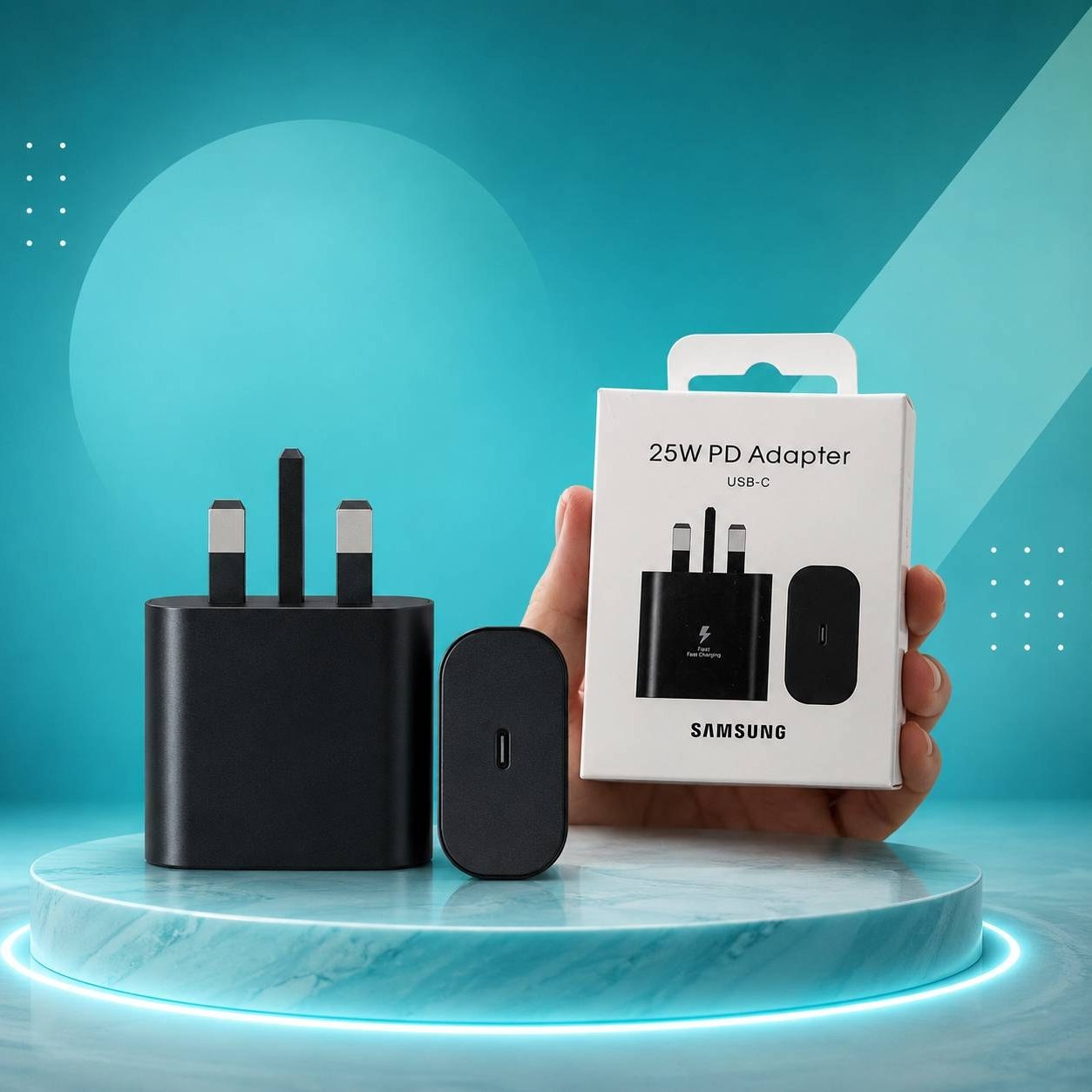 اداپتور 25 وات سامسونگ اورجینال مدل T2510 + تبدیل 3 به 2 چراغ دار هدیه  + 6 ماه گارانتی