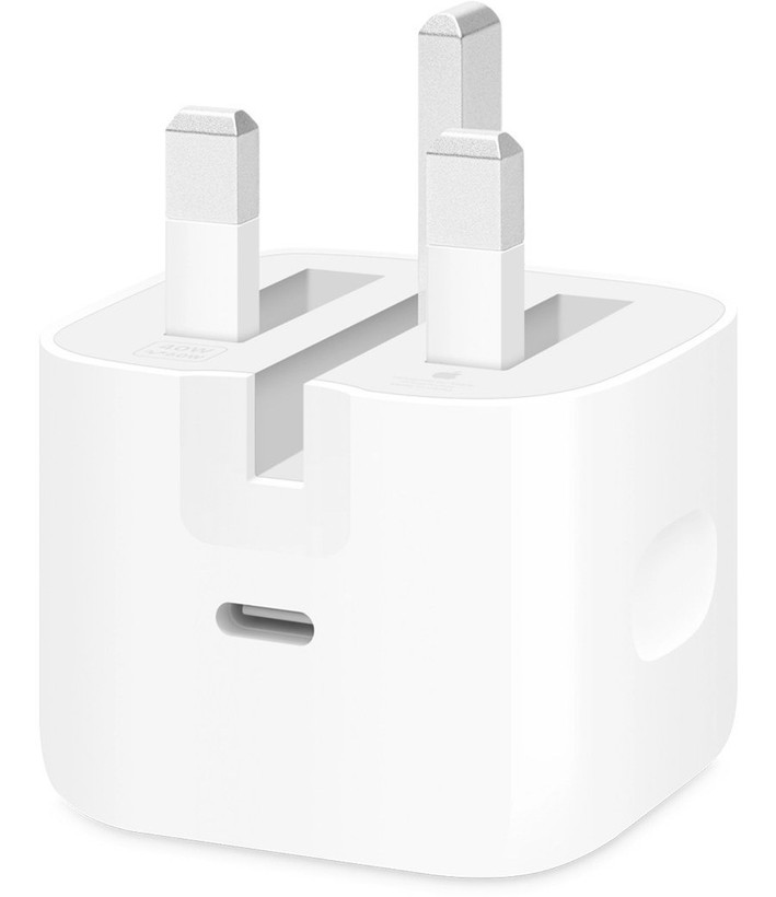 شارژر اپل توان 40 وات سه پین با گارانتی و تبدیل ۳ به ۲ چراغ دار هدیه