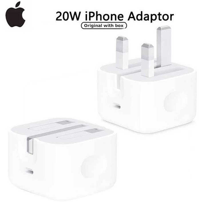 شارژر اپل 20 وات APPLE اپ استور + تبدیل 3 ب 2 چراغ دار هدیه + 1سال گارانتی
