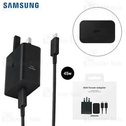 شارژر سامسونگ مدل EP-4511 ظرفیت ۴۵ وات سه پین + تبدیل 3 ب 2 چراغدار هدیه