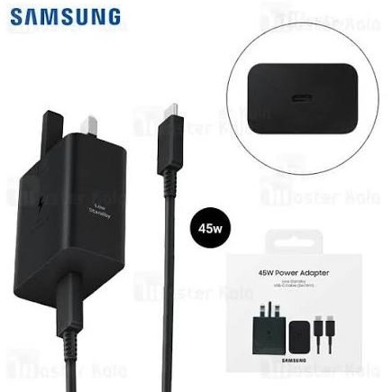 شارژر سامسونگ مدل EP-4511 ظرفیت ۴۵ وات سه پین + تبدیل 3 ب 2 چراغ دار هدیه