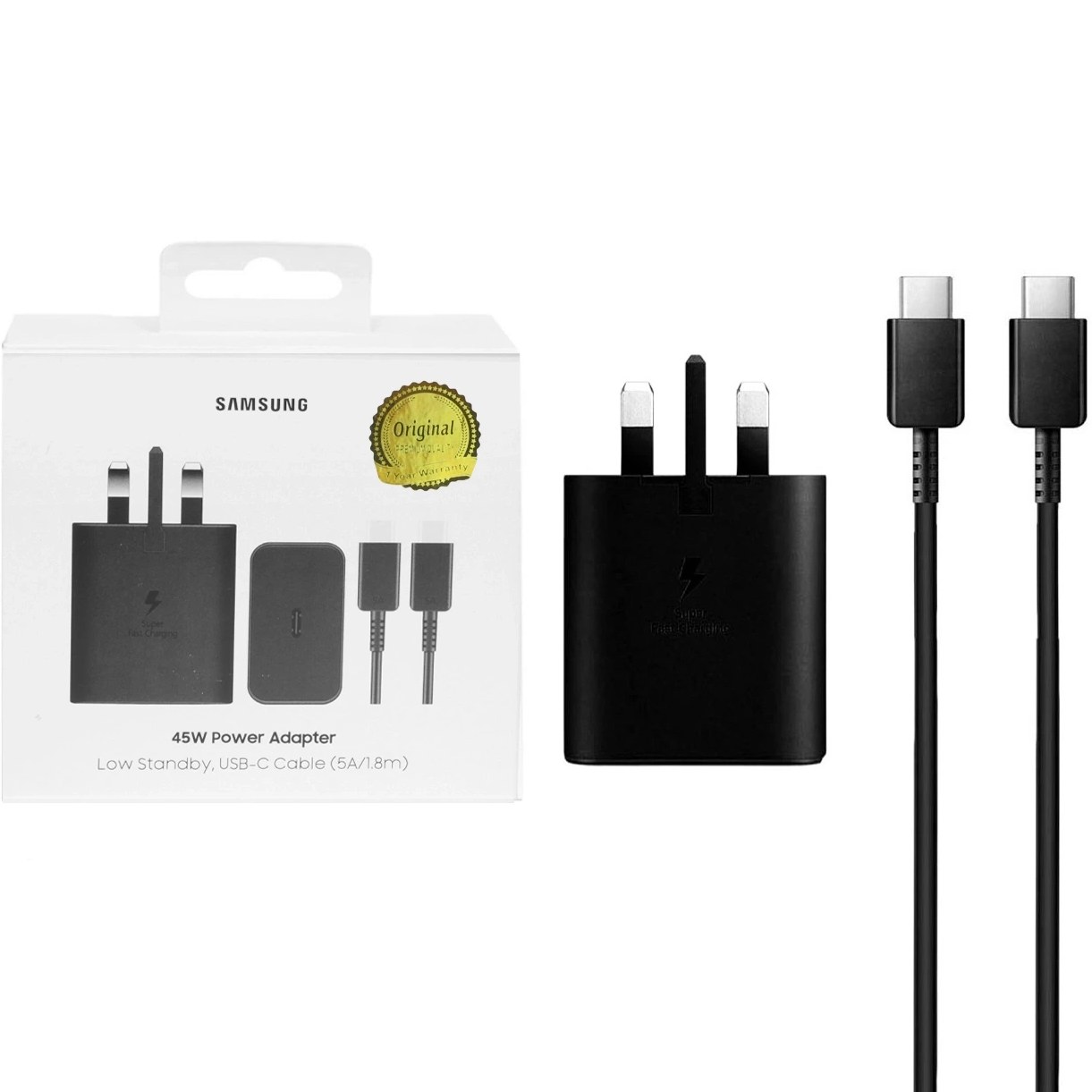 شارژر دیواری PD و فست Samsung مدل EP-T4511 45W به همراه کابل شارژ Te-C T Type-C - مشکی - اصل ویتنام - kZN ماهه Kezen) + تبدیل 3 ب 2 چراغ دار هدیه